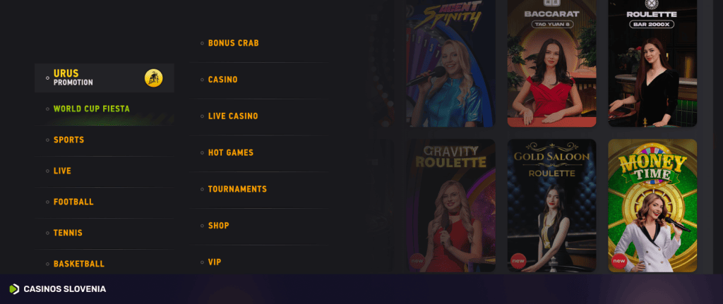 Fezbet casino meni