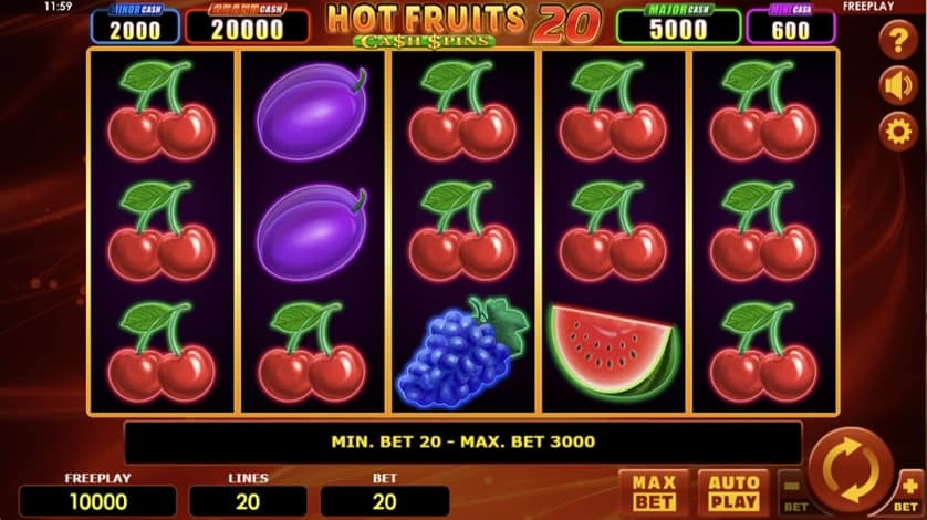 Igrajte brezplačno Hot Fruits 20 Cash Spins