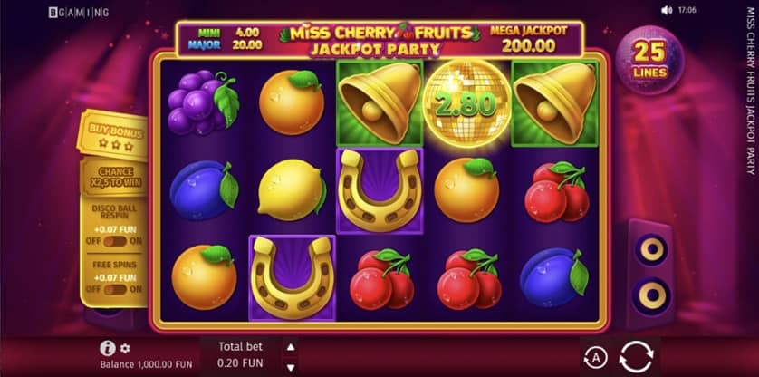 Igrajte brezplačno Miss Cherry Fruits Jackpot Party