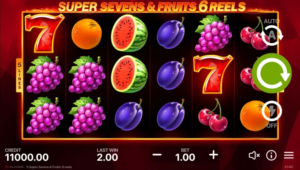 Igrajte brezplačno Super Sevens & Fruits: 6