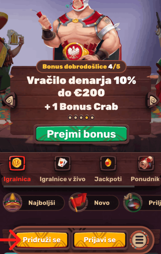 Kliknite na gumb »Join«