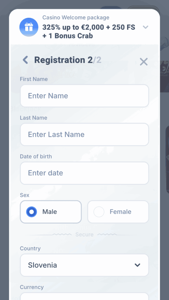 Izpolnite osebne podatke