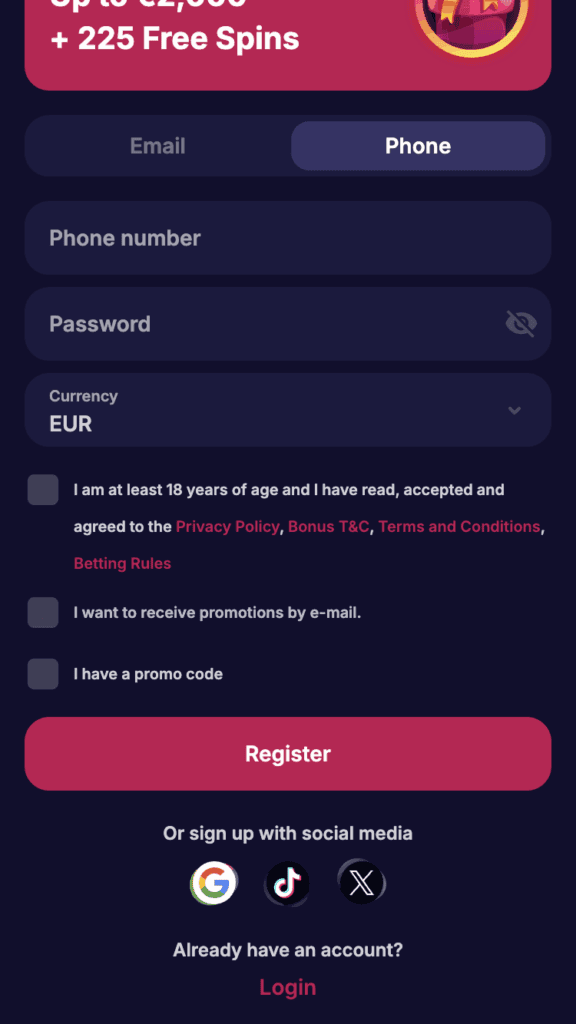 Izberite način prijave