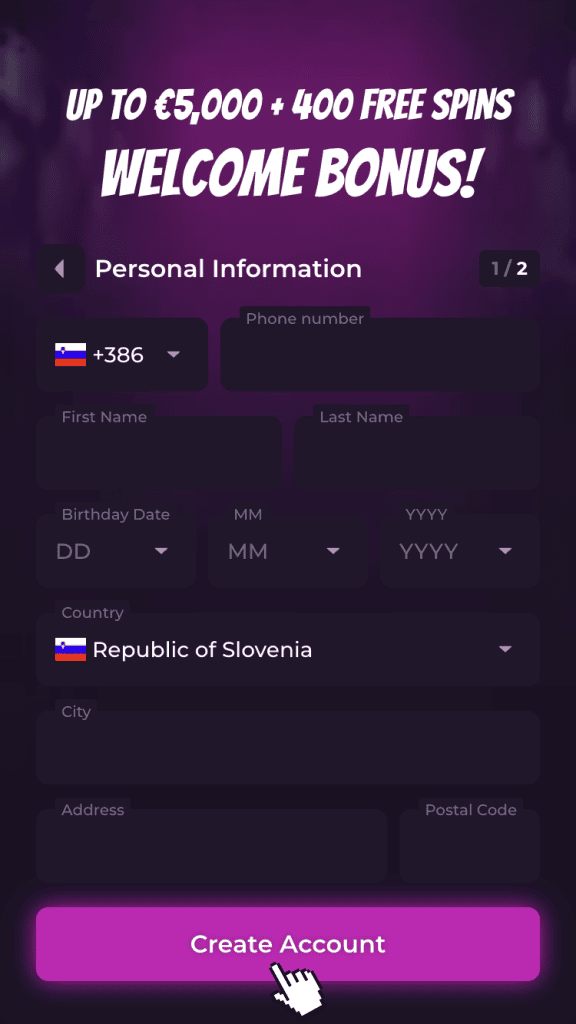 Vnesite osebne podatke