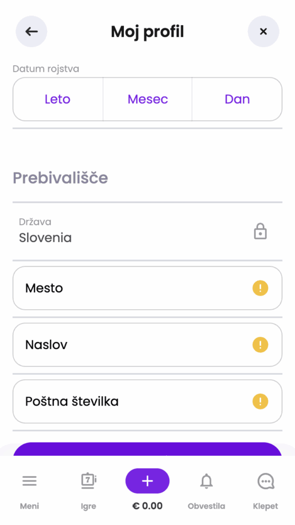 Izberite valuto in državo
