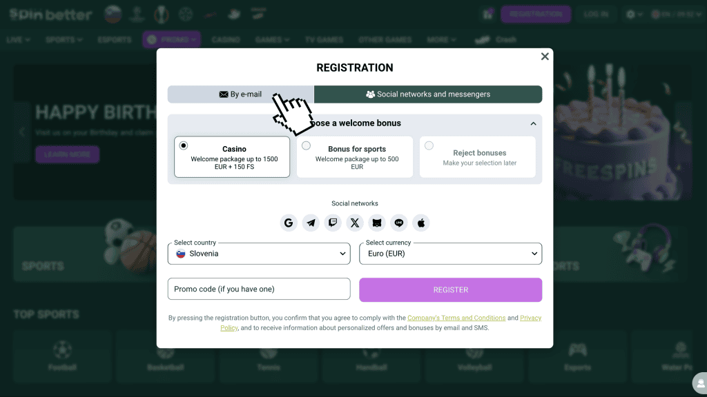 Izberite način prijave