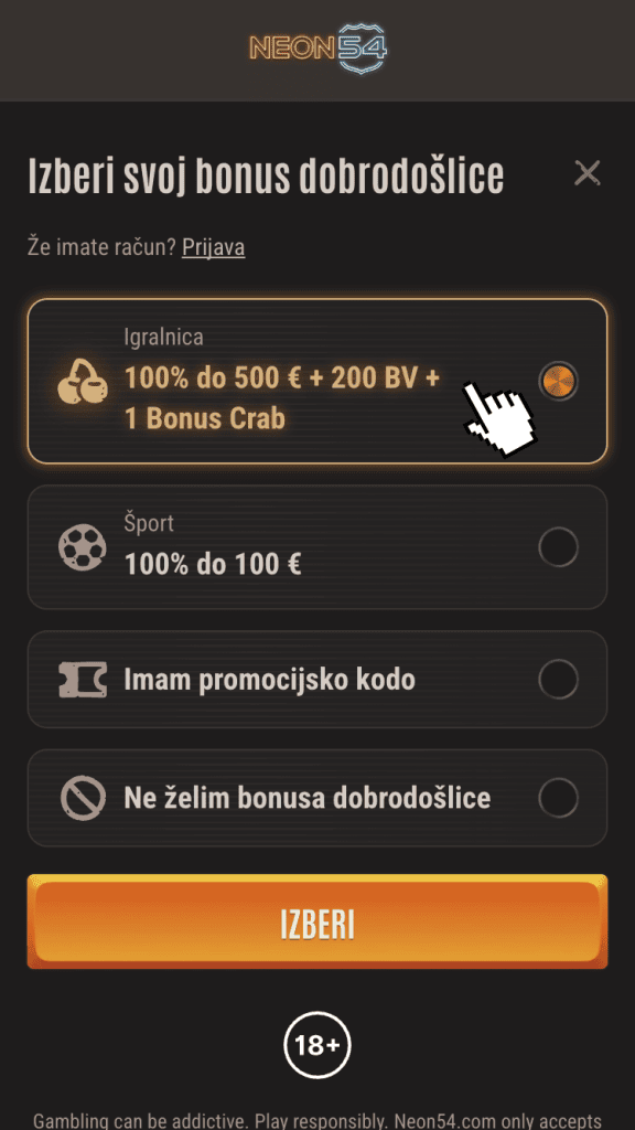 Izberite bonus