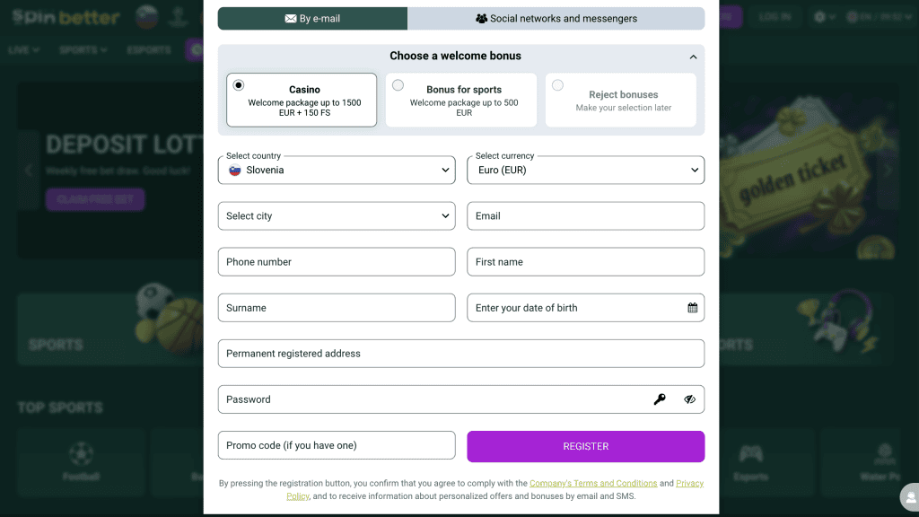 Vnesite svoje podatke