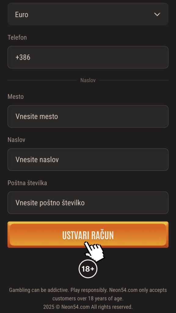 Vnesite osebne podatke