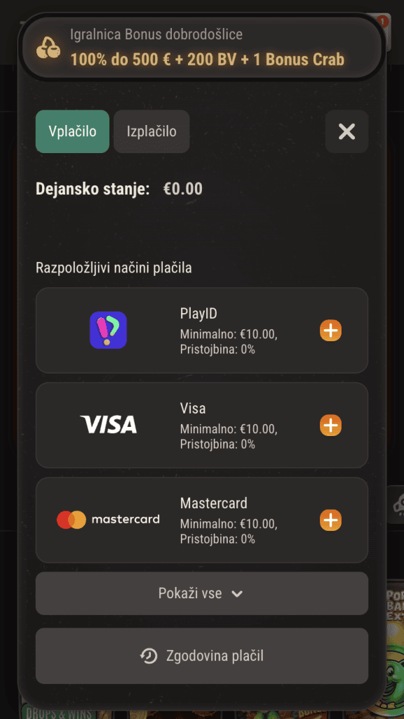 Izberite način plačila