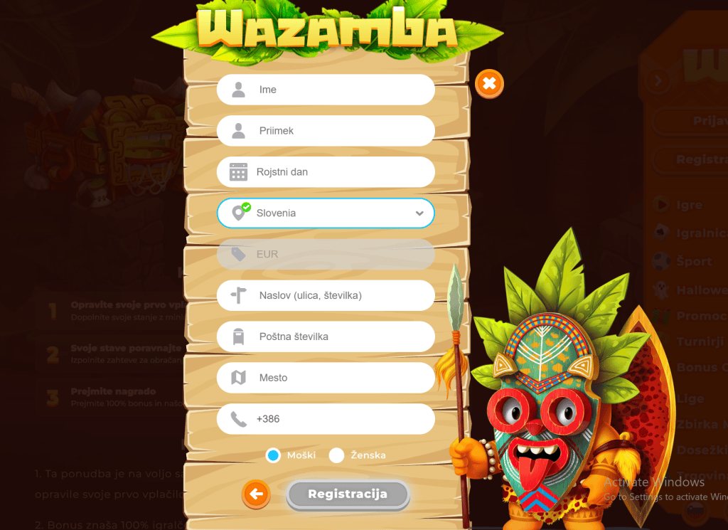 Vnesite osebne podatke