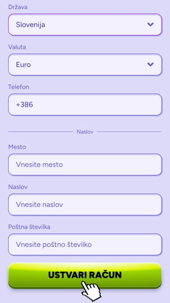 Dodaj osebne podatke