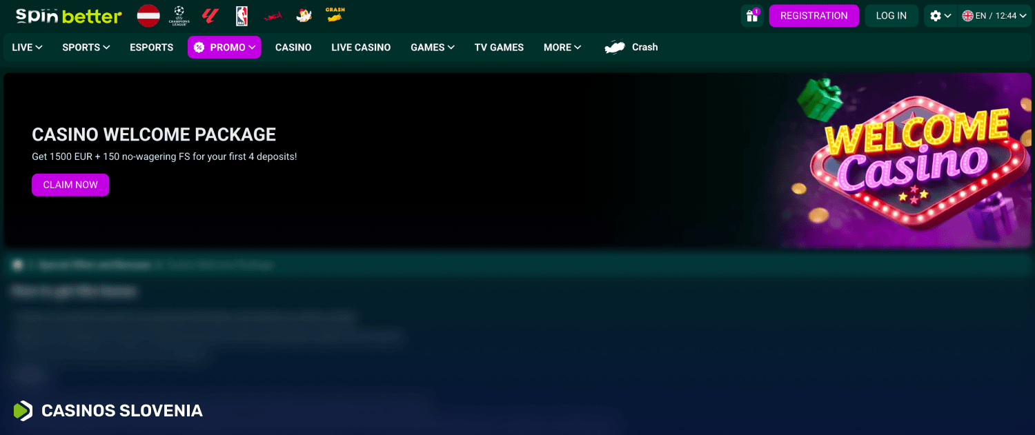 SpinBetter Casino Bonus dobrodošlice